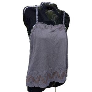 Y2K American Eagle Cami Tank Top S Bella Swan Mesh Embroidered Dainty Lace Vtg